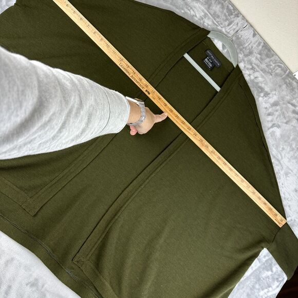 Andrea Jovine 100% Wool Cardigan ONE SIZE Dark Green Drop Shoulder Slouchy(0995) - Picture 11 of 14